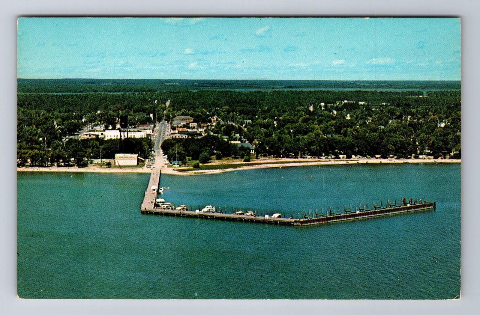 East Tawas MI-Michigan, Public Dock and Beach, Antique Vintage Souvenir Postcard