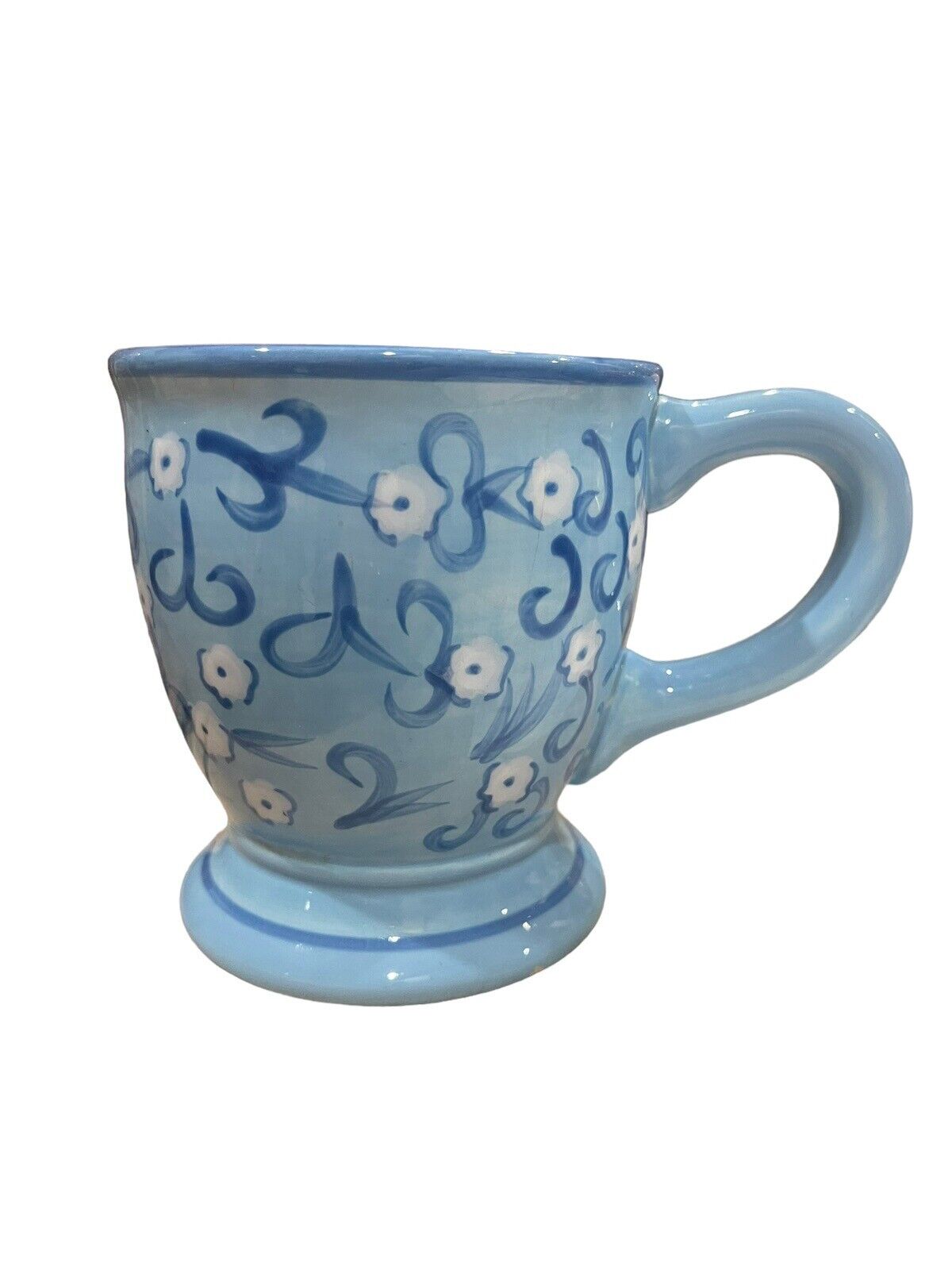 Hallmark Coffee Mug Blue Floral By Kimberly Hodges **TINY FLAW**