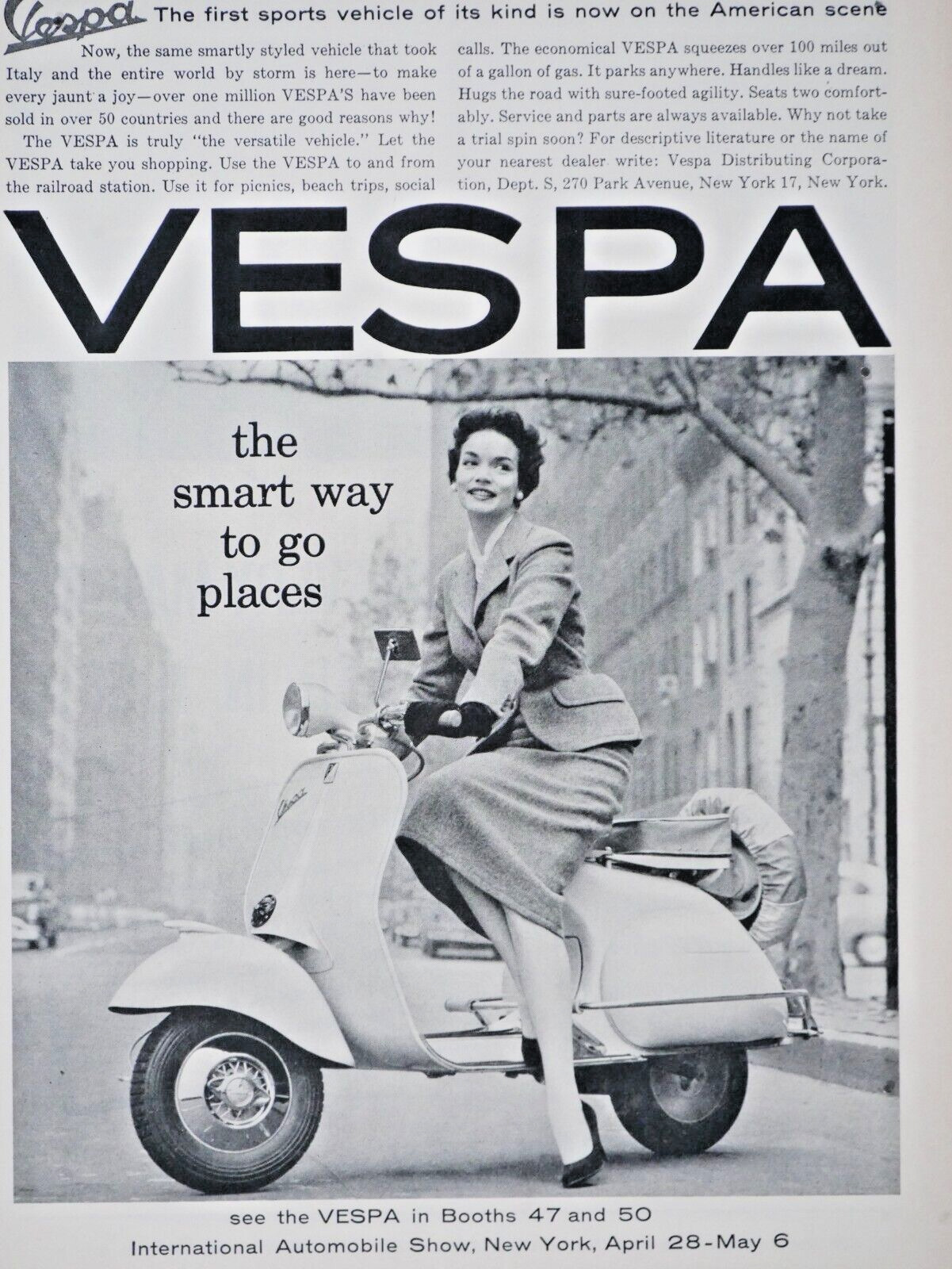1956 Vespa Moped Scooter Vintage NYC Regional Original Print Ad 8.5 x 11\