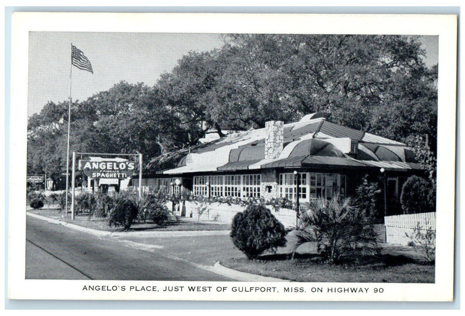 c1940's On Highway 90 Angelo's Place West of Gulfport Mississippi MS Postcard