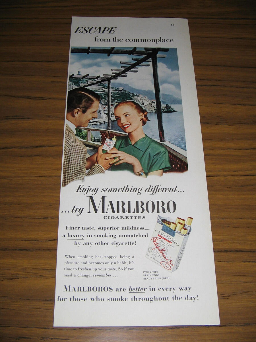 1952 Vintage Ad Marlboro Cigarettes Happy Couple on Vacation