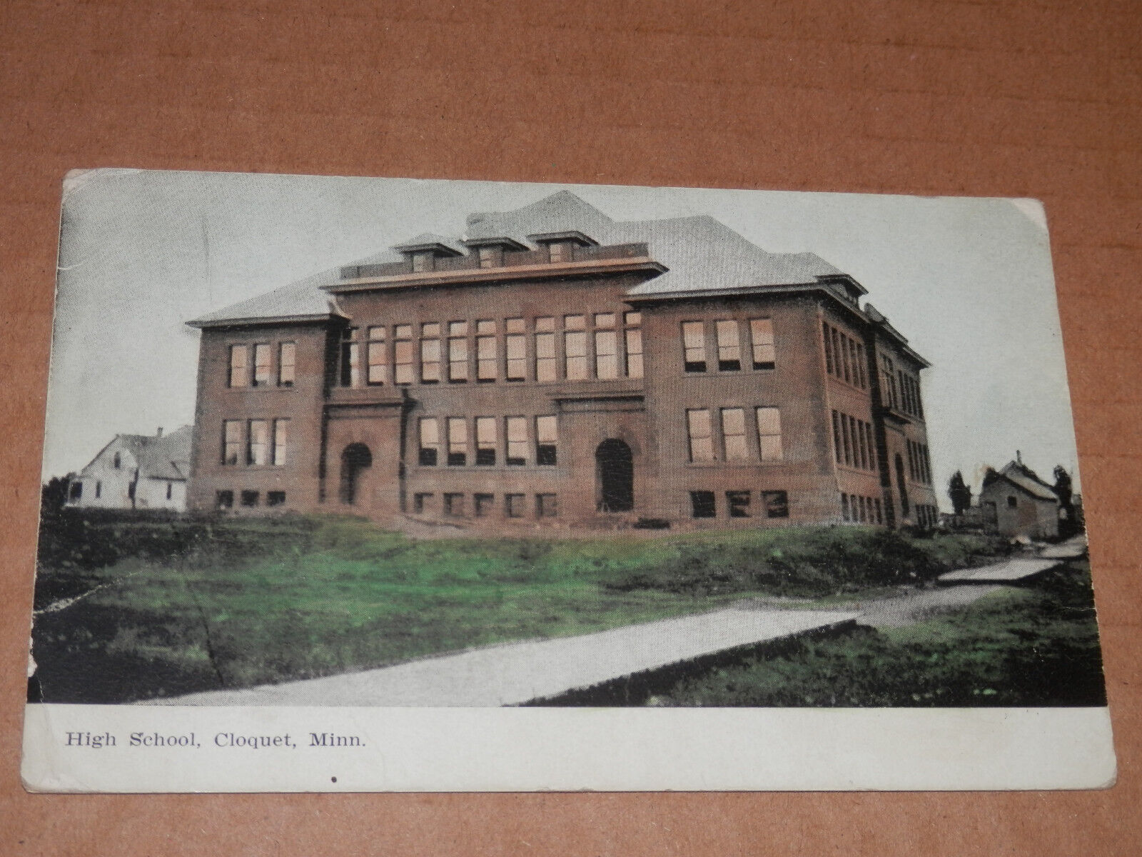 CLOQUET MN - 1907 POSTED POSTCARD - HIGH SCHOOL - BROOKSTON - CARLTON COUNTY
