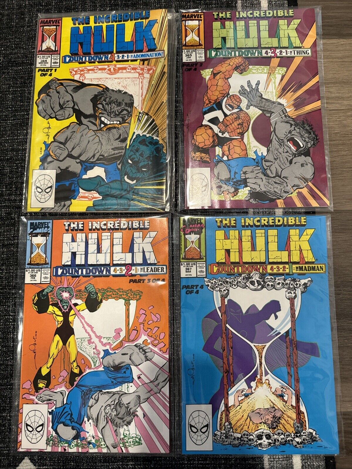Incredible Hulk Lot 4 #364-367 Marvel 1987 1st Series Comic Books