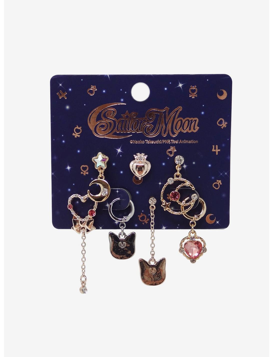 7x Sailor moon Symbols, Luna & Artemis Individual Kawaii Cute Cosplay Earrings