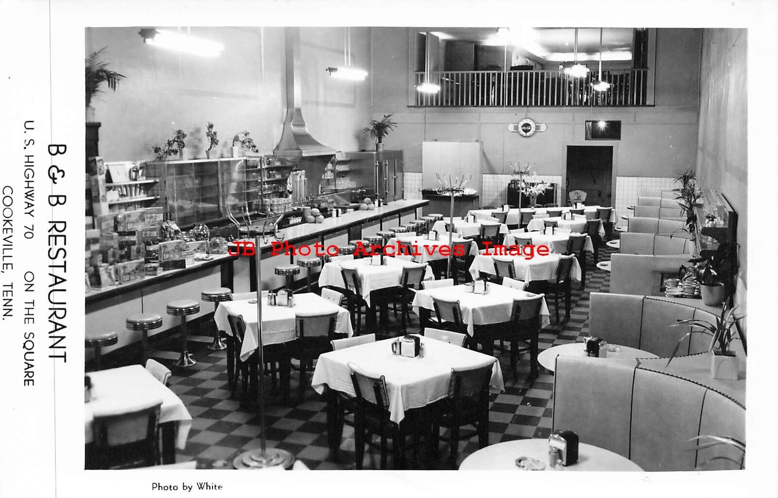 TN, Cookeville, Tennessee, RPPC, B & B Restaurant, Interior View, White Photo