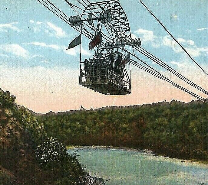 Vintage Postcard Aero Cable Niagara Falls New York NY Ontario Canada 