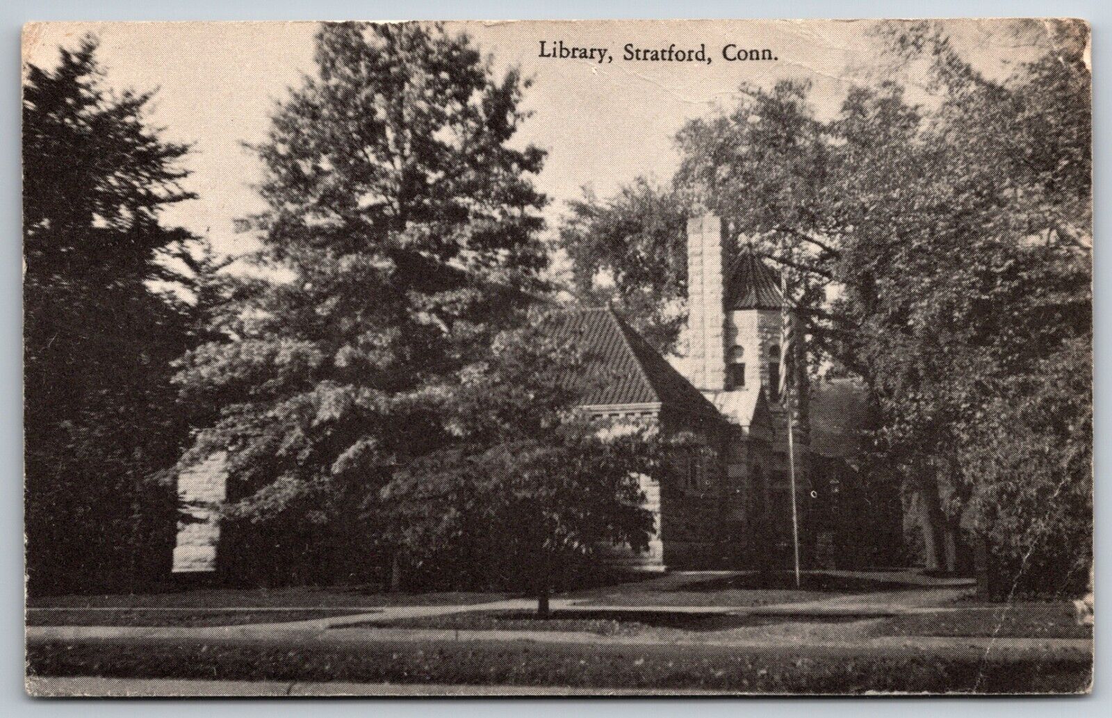 Library Stratford Connecticut Conn CT Posted 1957 Vintage Postcard
