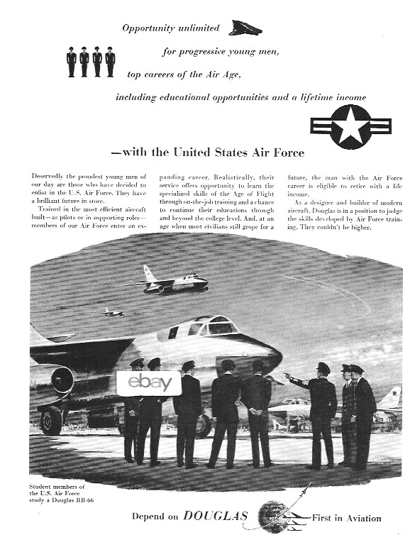 DOUGLAS AIRCRAFT RB-66 FOR US AIR FORCE OPPORTUNITY UNLIMITED FOR YOUNG MEN AD