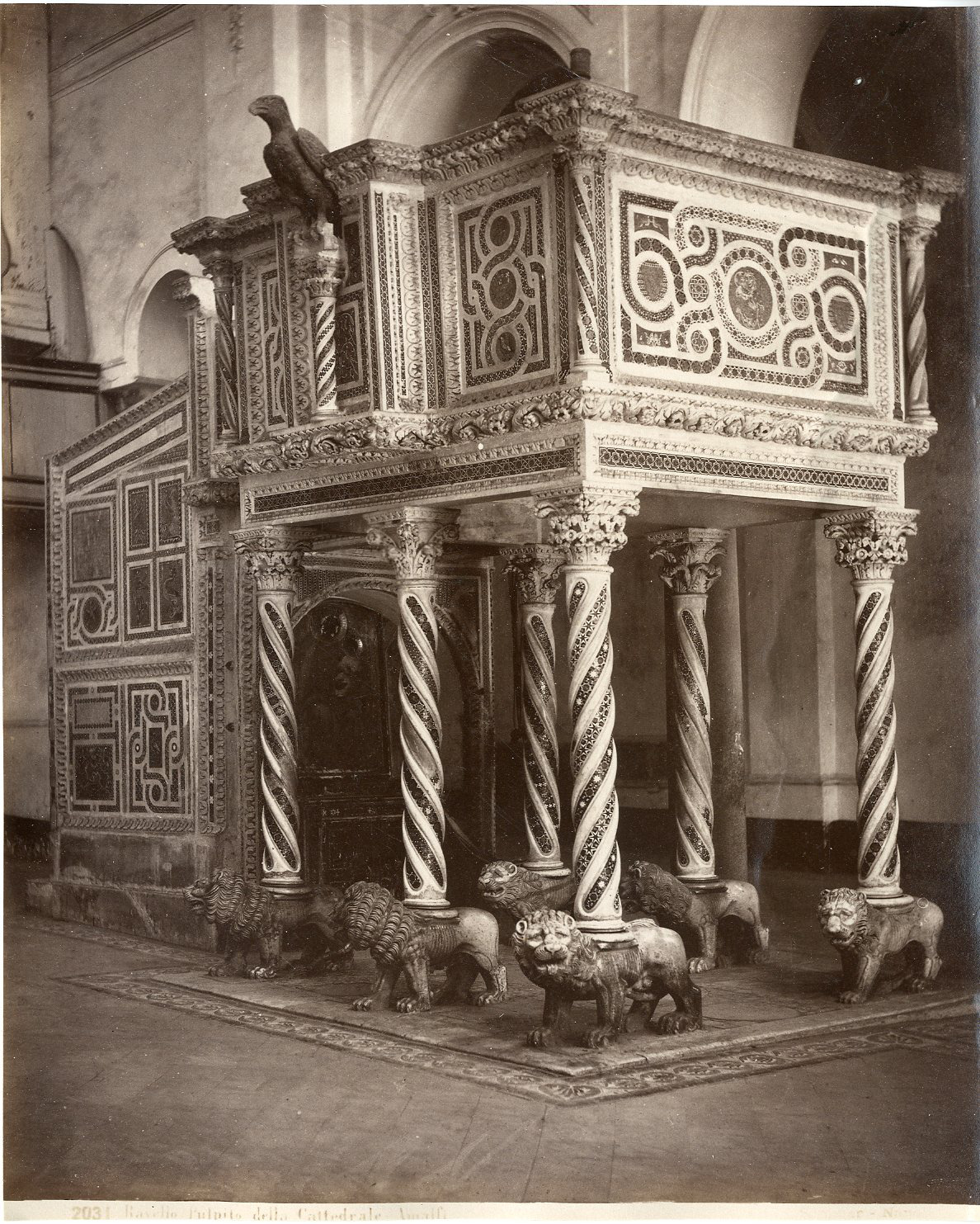 Sommer, Italy, Ravello, Pulpit of the Cathedral of Amalfi Vintage albumen pri