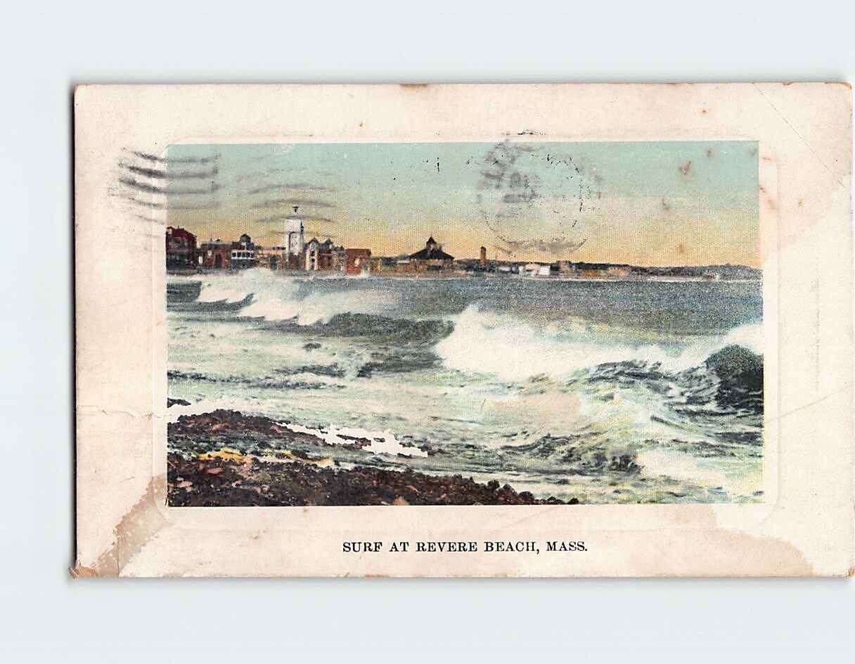 Postcard Surf at Revere Beach Massachusetts USA Embossed Card