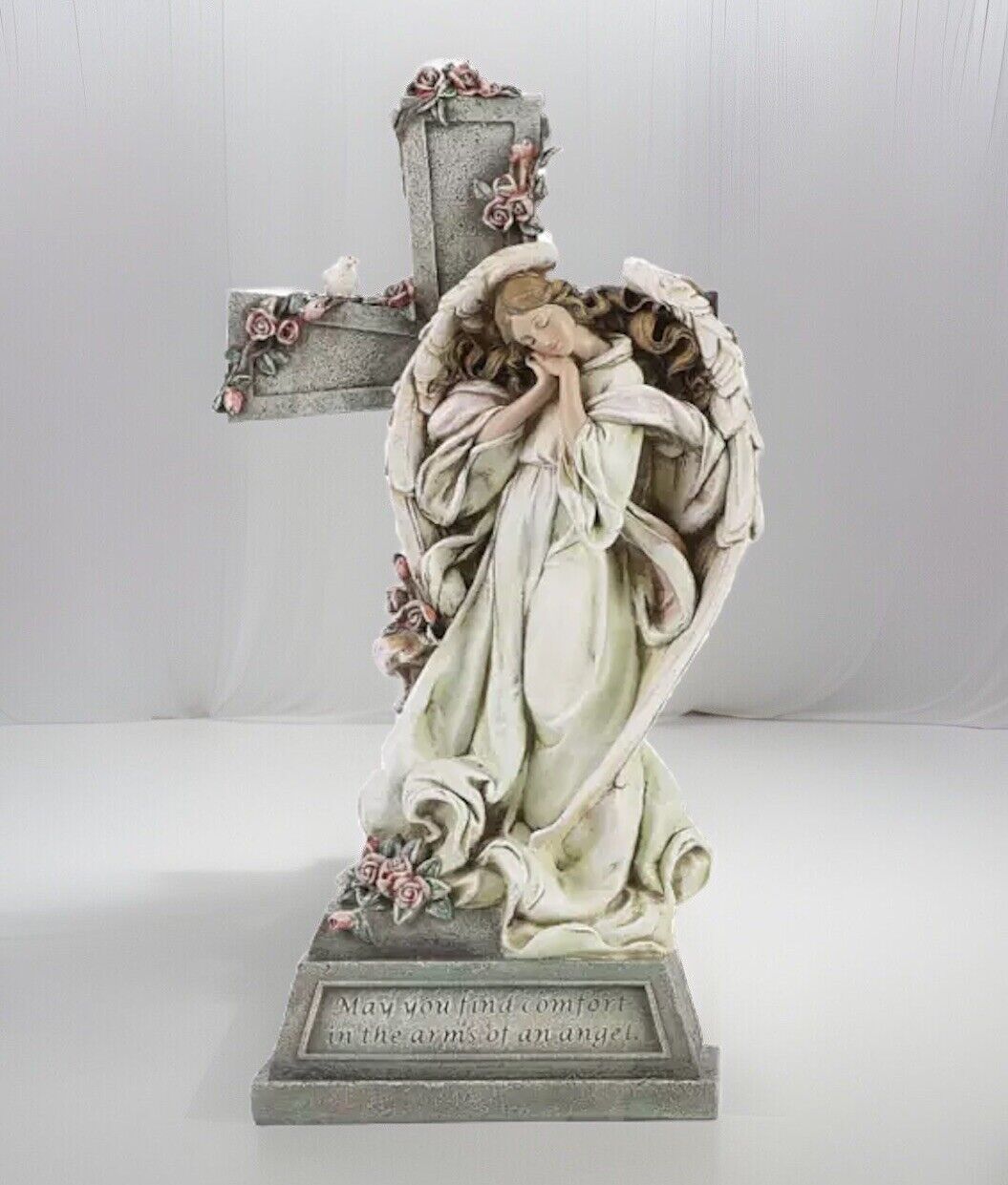 Joseph Studio Angel with Cross Memorial Garden Statue 14.75 Inch