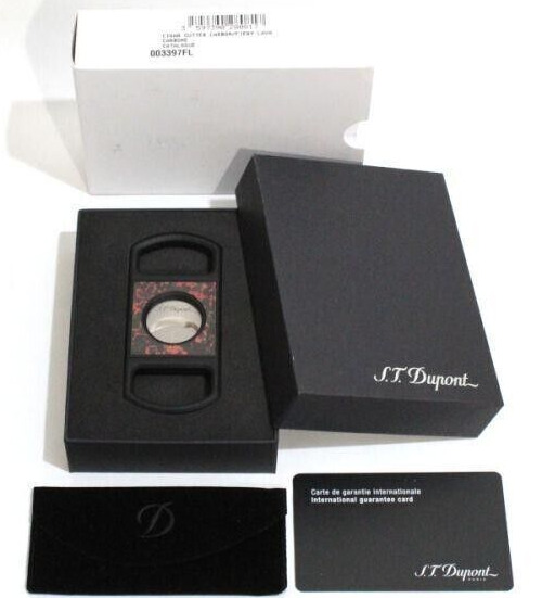 New S.T. Dupont cigar cutter Black Red FIERY LAVA with box