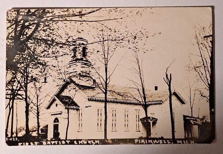 Plainwell Michigan, First Baptist Church, 1910 RPPC Postcard