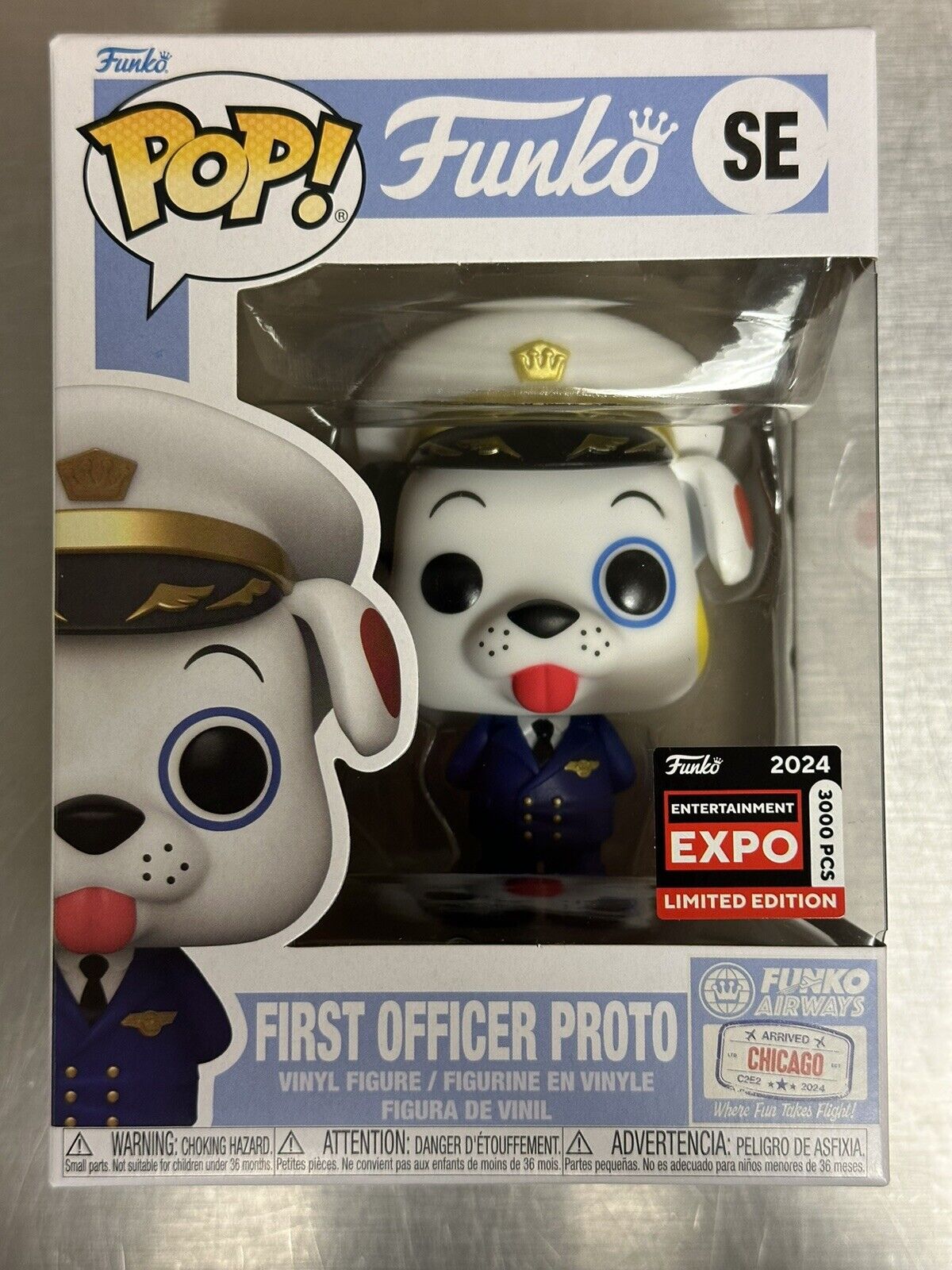 Flawed box Funko pop First Officer Proto SE C2E2 Shared Expo Sticker In Hand