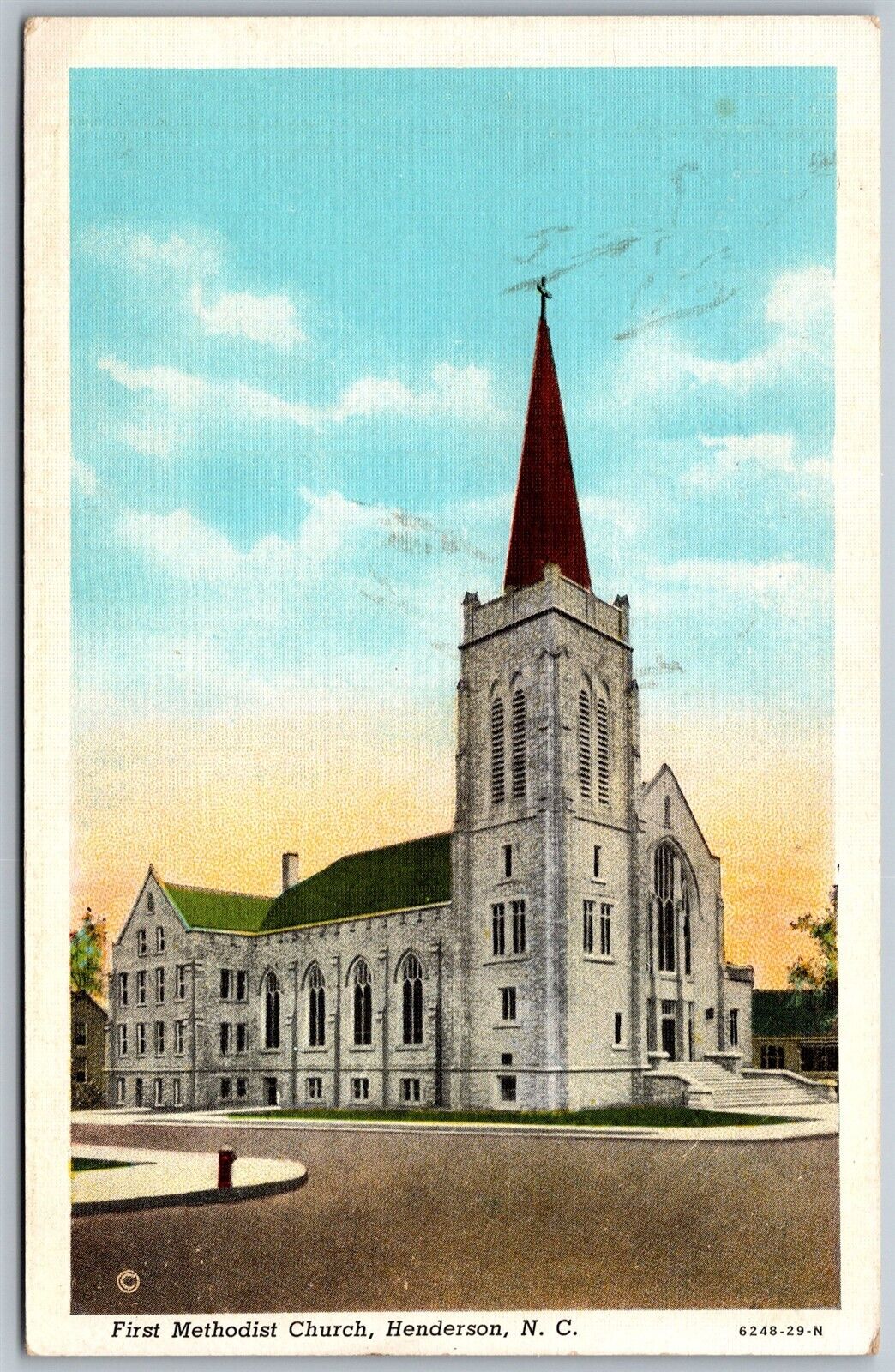 Vtg Henderson North Carolina NC First Methodist Church 1920s View Old Postcard
