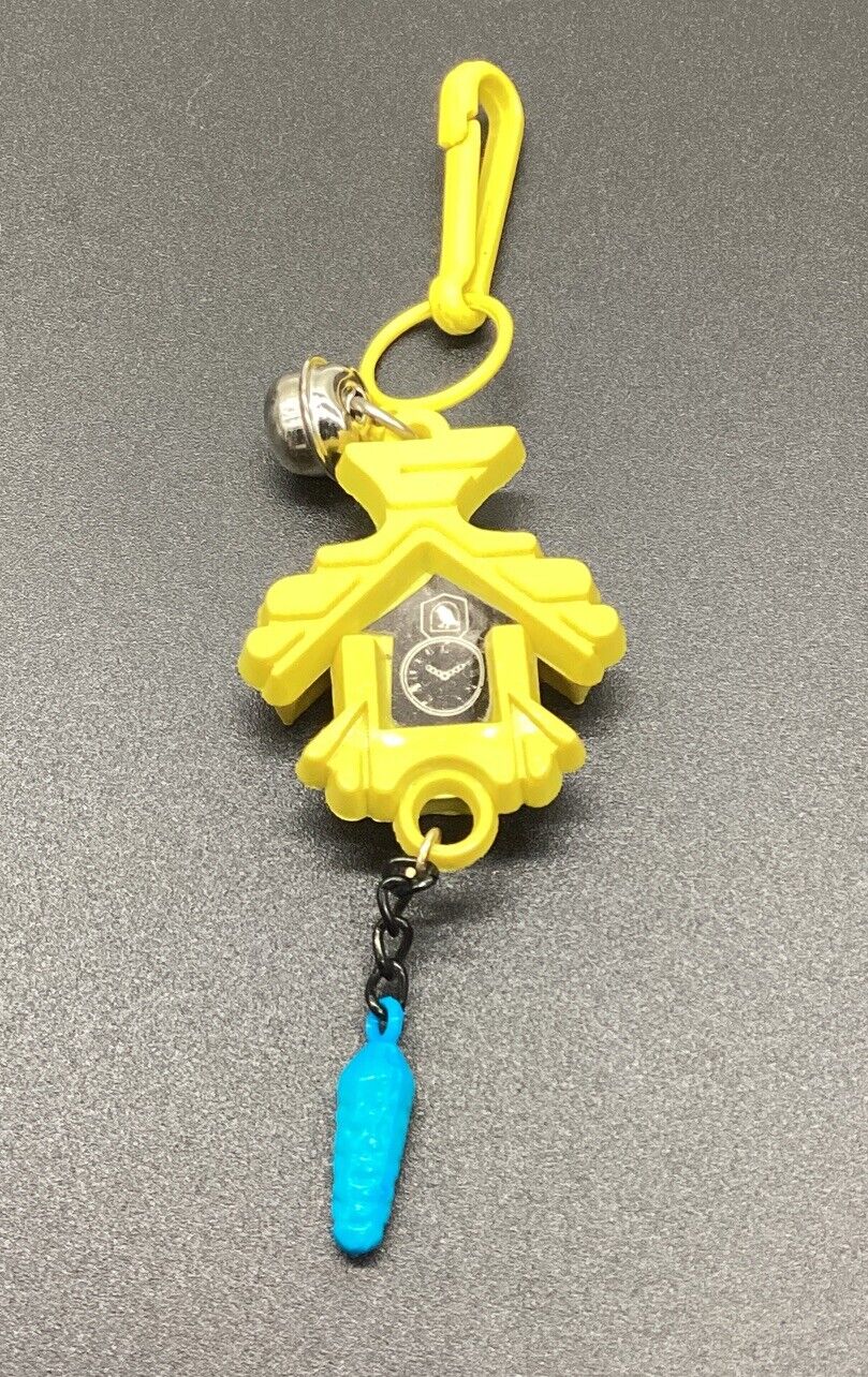 Vintage 1980s Plastic Bell Charm Cuckoo Clock 80s Charm Necklace Pre-owned