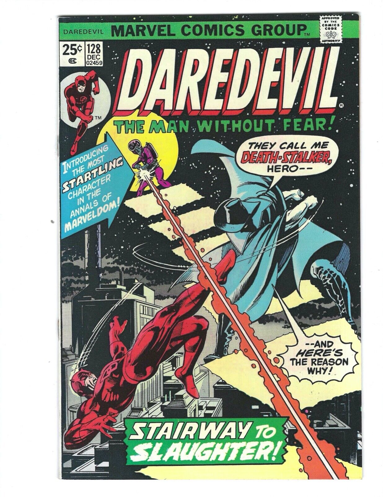 Daredevil #128 1975 NM- Death-Stalker Stairway to Slaughter   Combine Ship