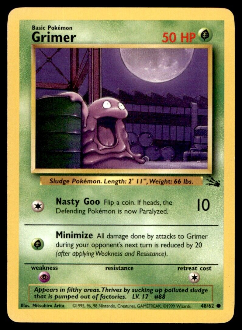 Pokemon Fossil (1999) Card Grimer Common No. 48