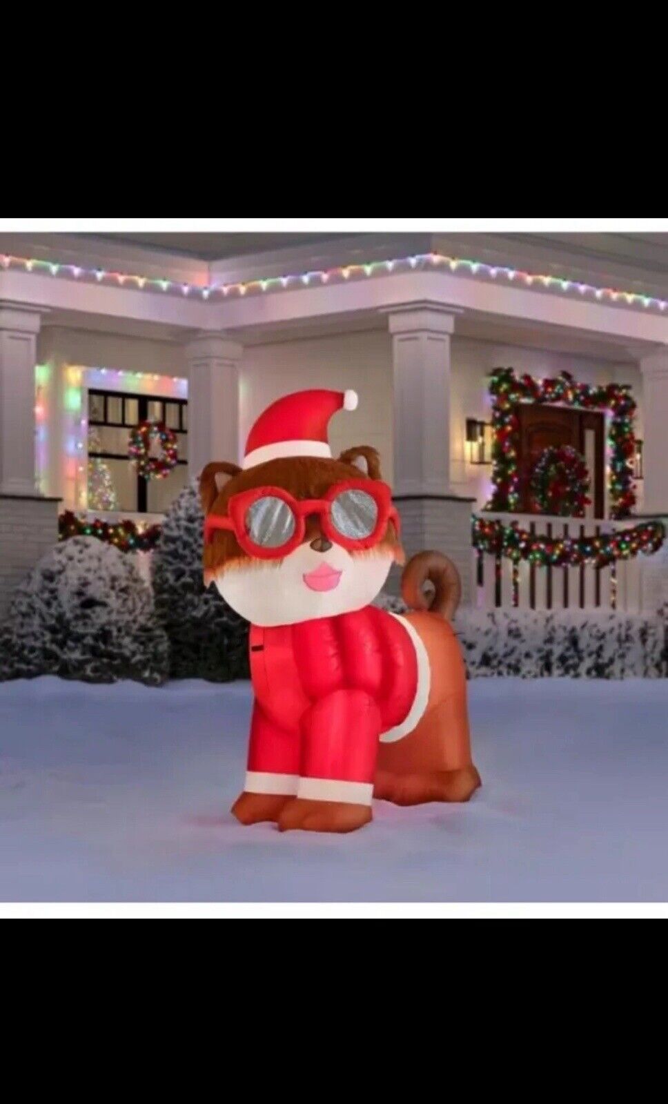 6 Ft. LED Fuzzy Plush Christmas Pomeranian Inflatable