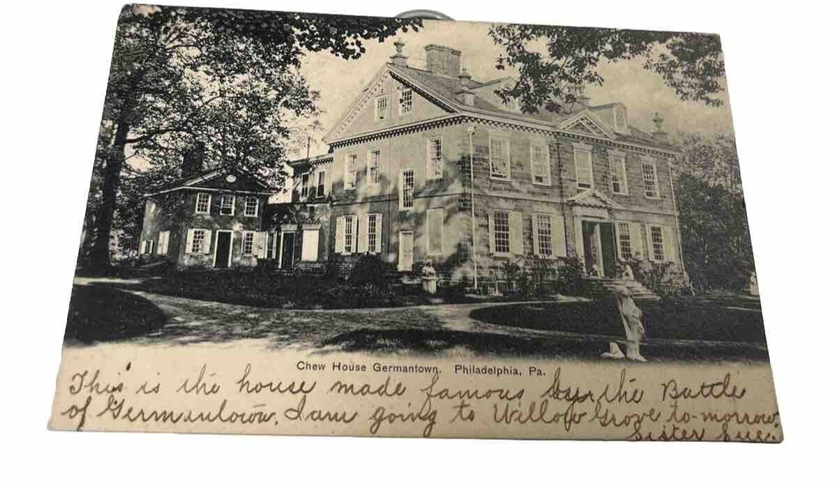 Chew House Germantown, Philadelphia, Pa. 1906 Old Travel Vintage Postcard, B&W.