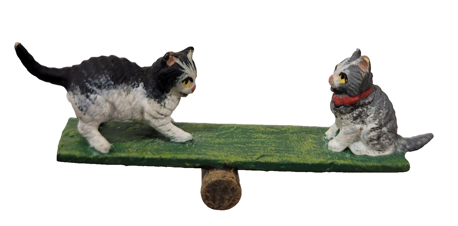 Antique Vienna Cold Painted Bronze Two Kitten On Seesaw Miniature
