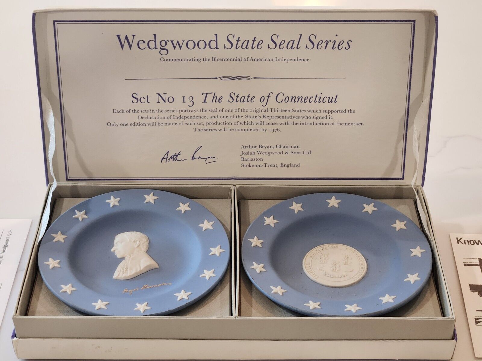 Vintage Wedgwood Blue Jasperware State Seal Series The State Of Connecticut 