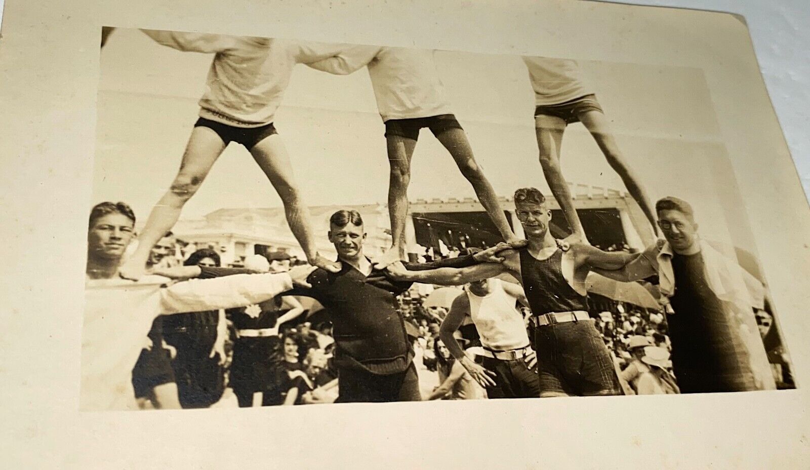 Rare Antique American Asbury Park Beach Stunt Snapshot Photo New Jersey C.1920