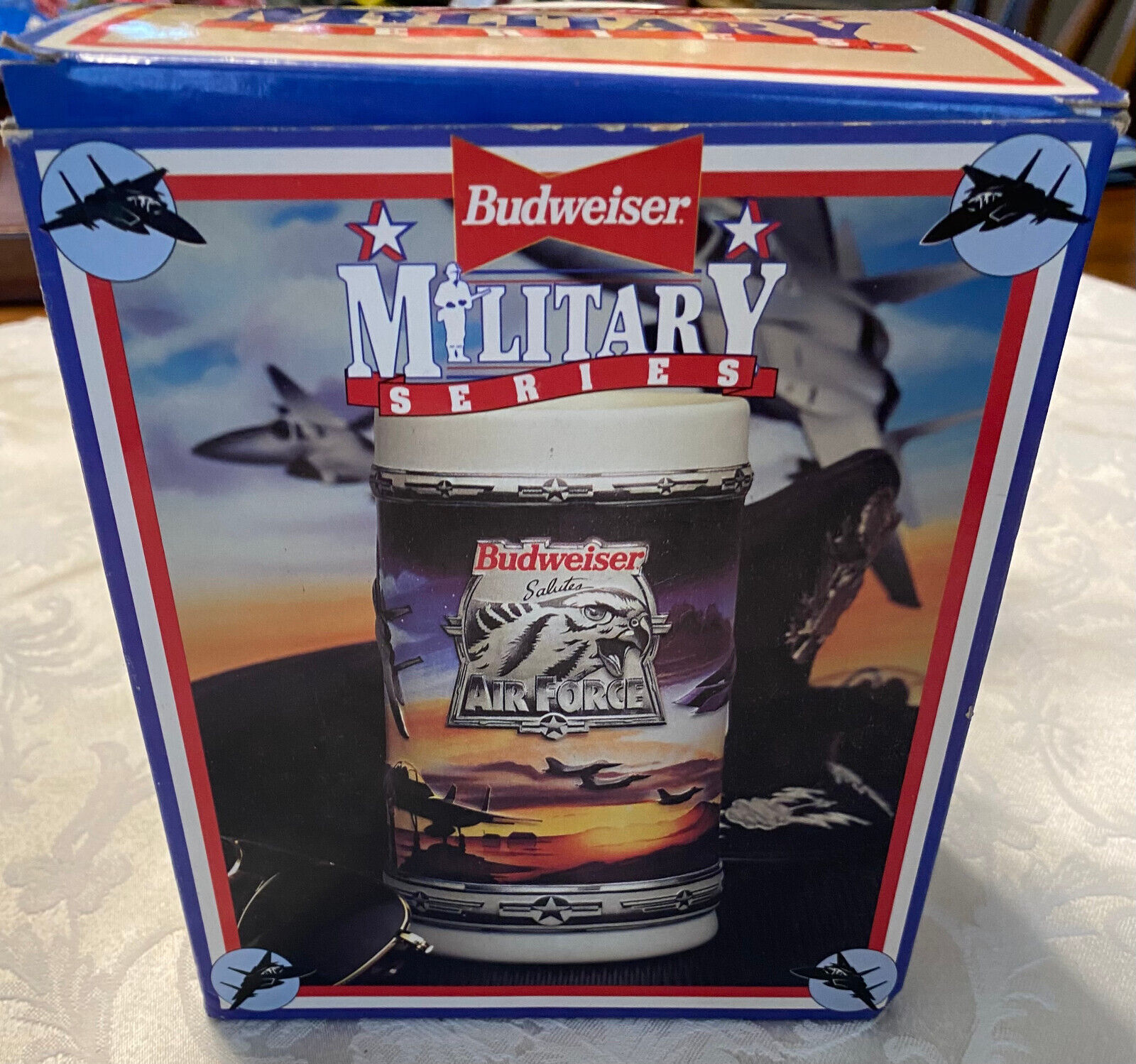 Vintage 1993, Budweiser Military Series Salutes Air Force Beer Stein Mug, NOS