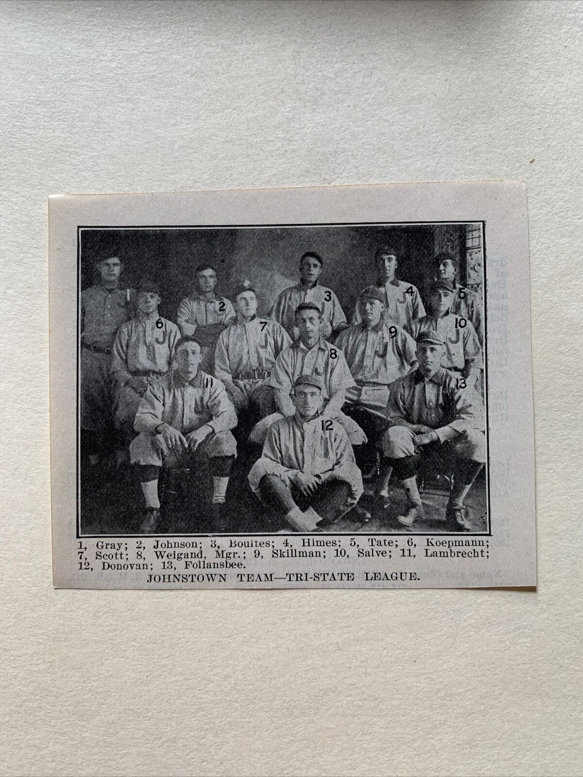 Johnstown Johnnies Jack Himes Gus Salve C. Johnson 1909 Baseball Team Picture #2