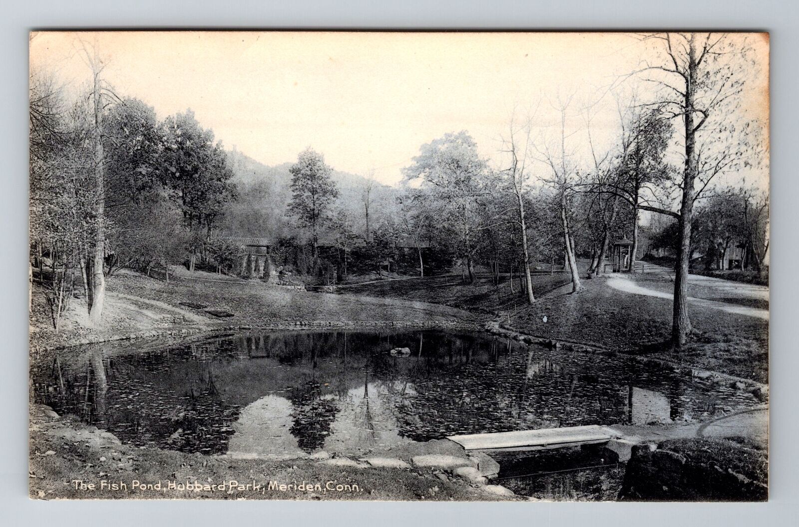 Meriden CT-Connecticut, Hubbard Park Fish Pond, Antique Vintage Postcard