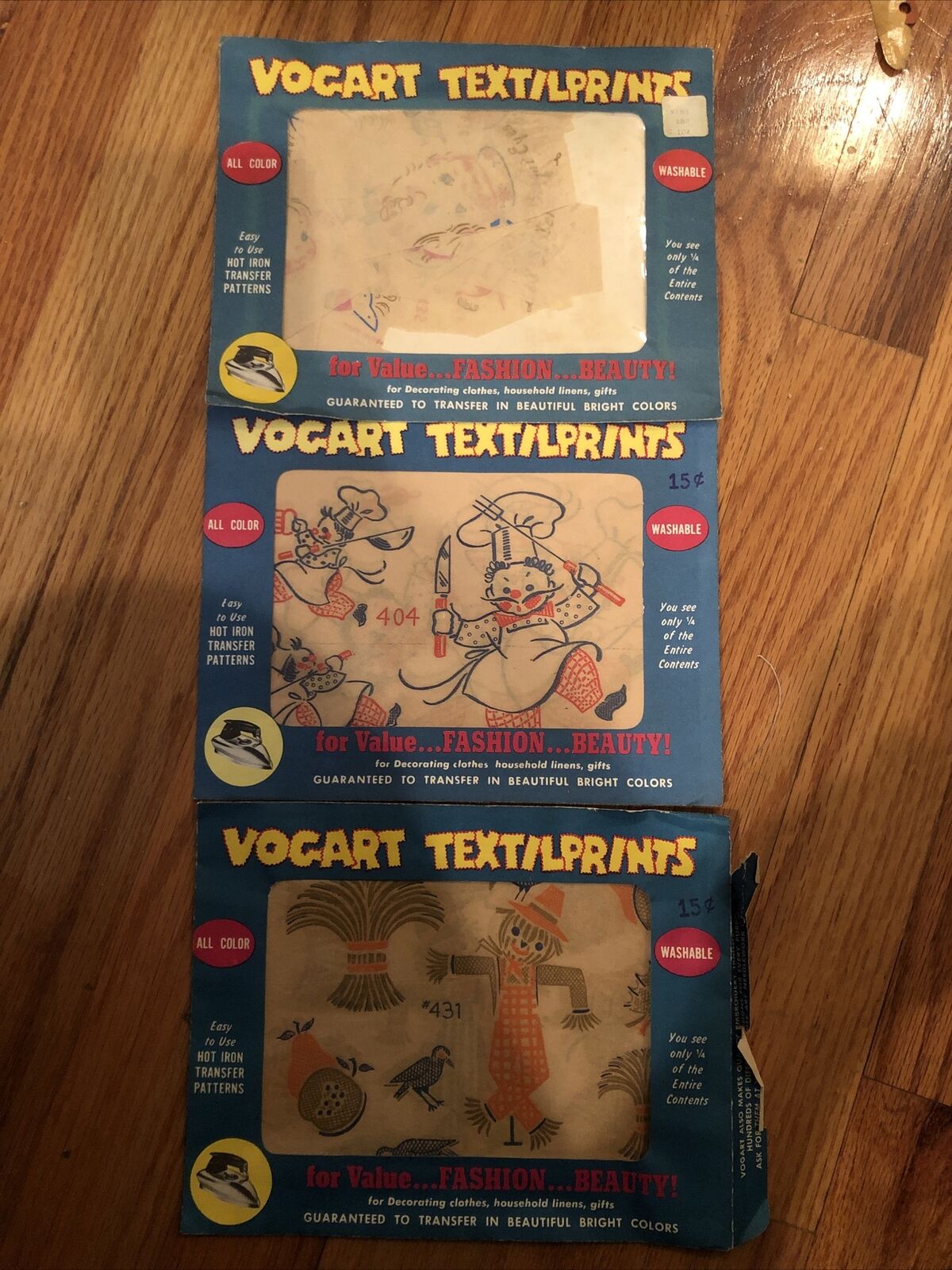 Vintage Vogart Textilprints, Baby,Butcher and Scarecrow Lot of 3
