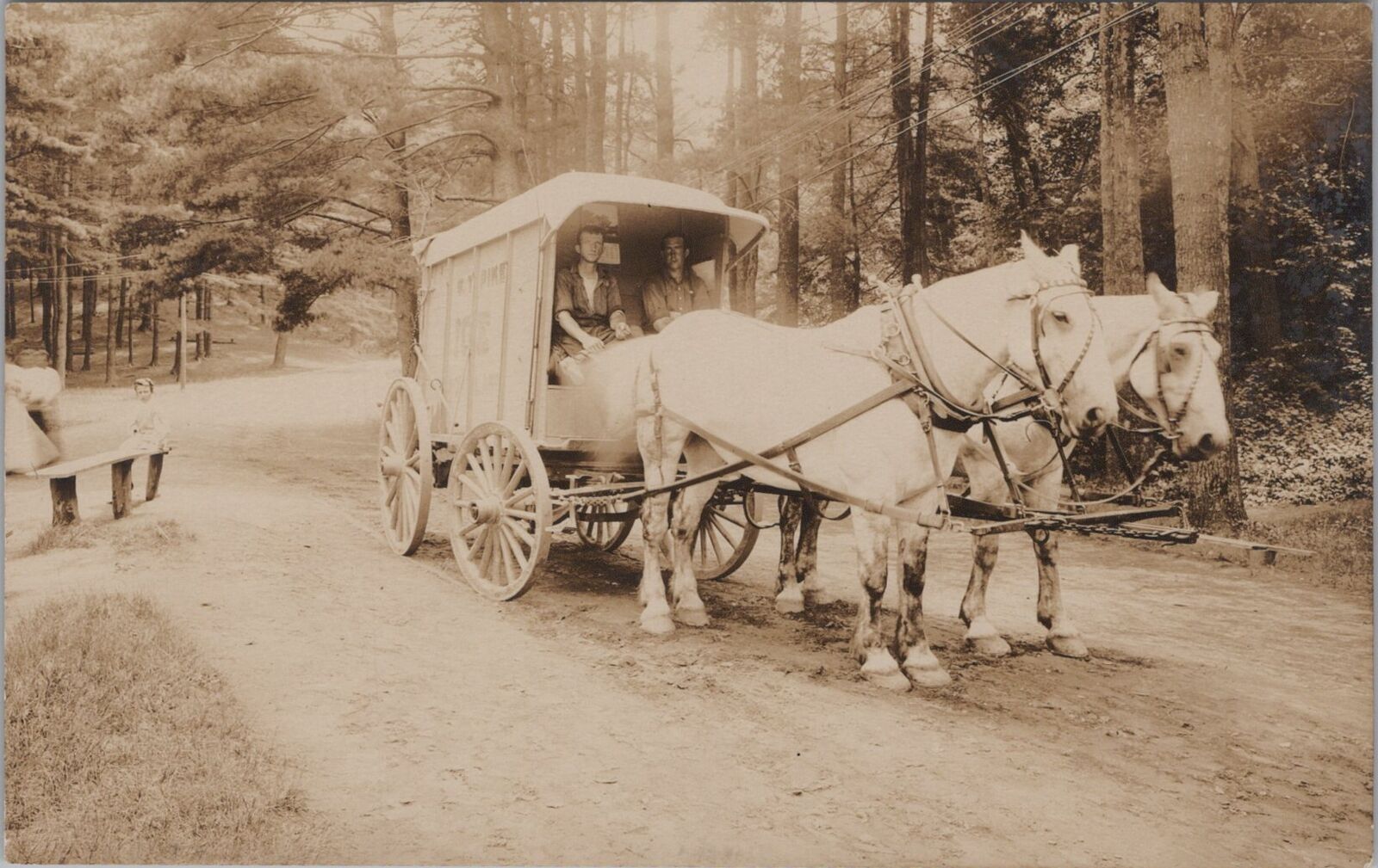 Ice Wagon Horse Carriage Two Carriers Haverhill Mass. RPPC 1920s Postcard