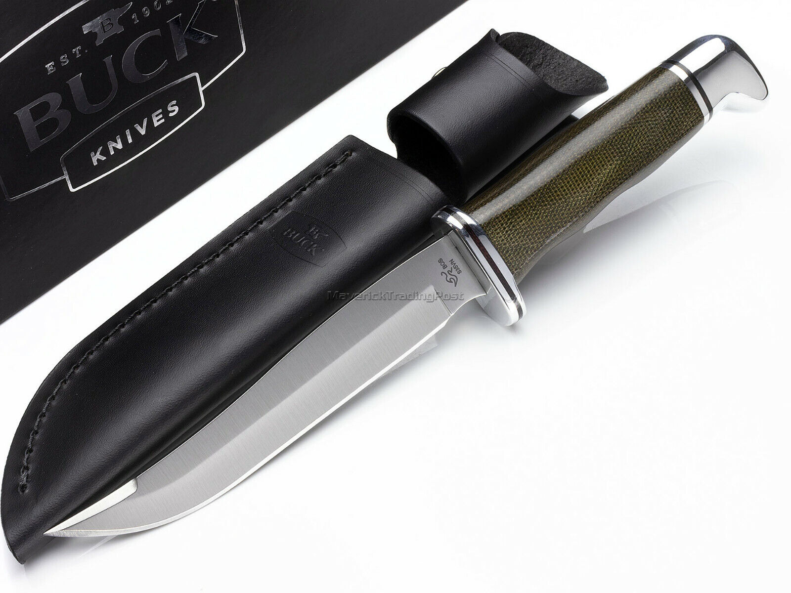 Buck 105 Pathfinder Pro S35VN Fixed Blade Hunting Knife Green Micarta USA 105GRS