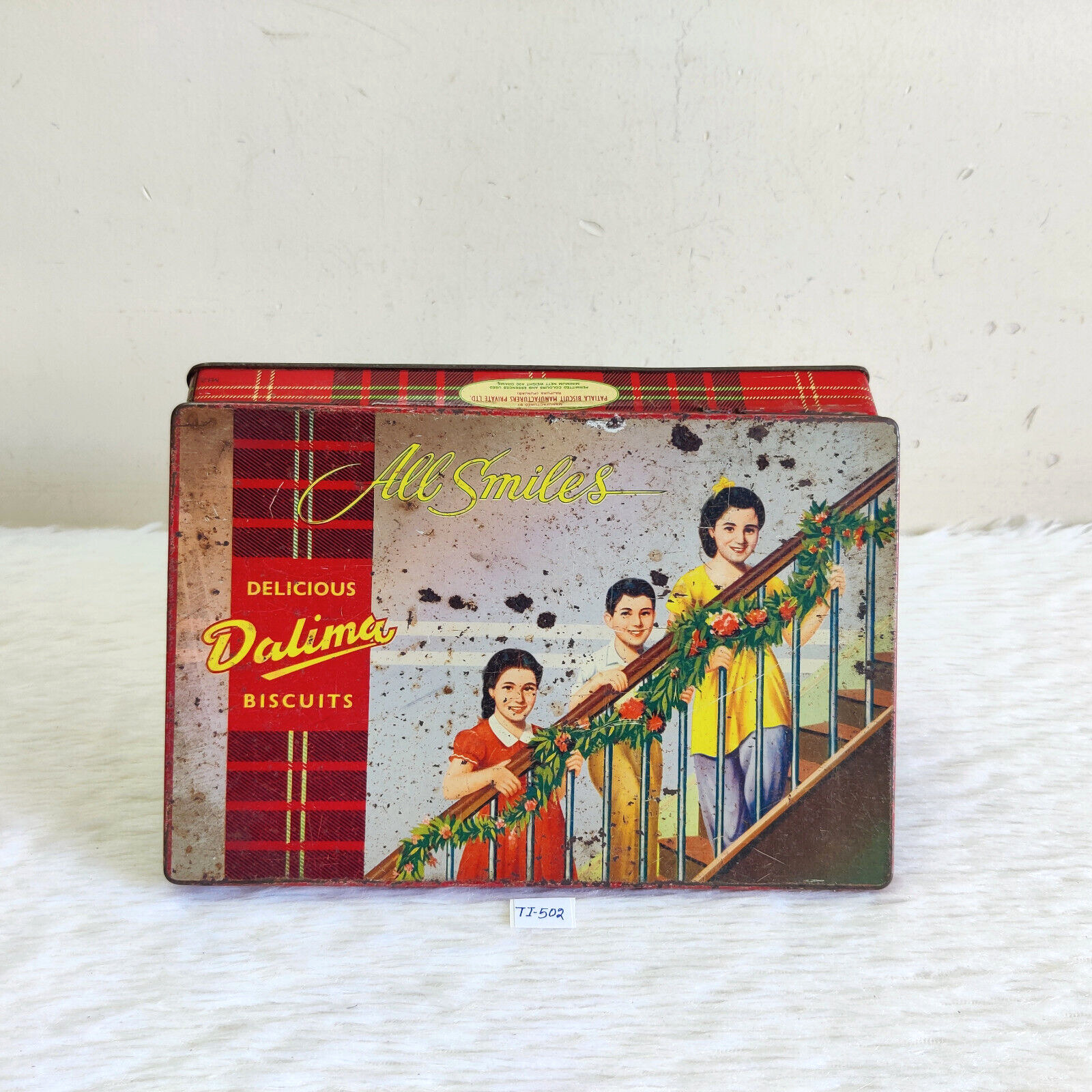 1930s Vintage Kids Graphics Dalima Biscuits Confectionery Advertising Tin TI502