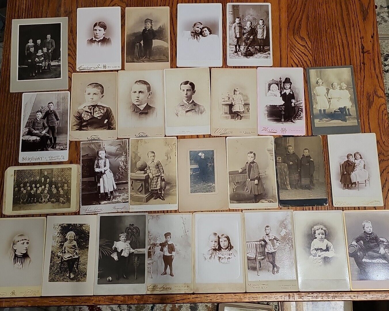 LOT OF 27 Cabinet Card Photos 1800's Boys Girls Children OH PA ME MA RI IN Nh