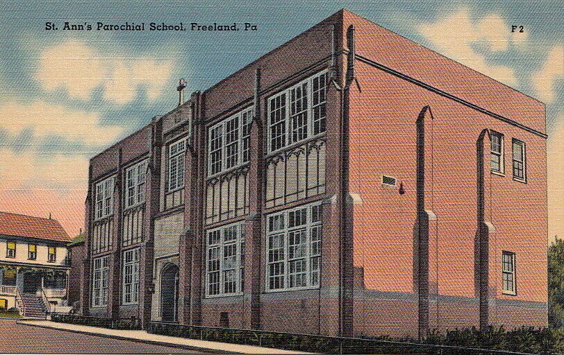 Postcard St Ann\'s Parochial School Freeland PA