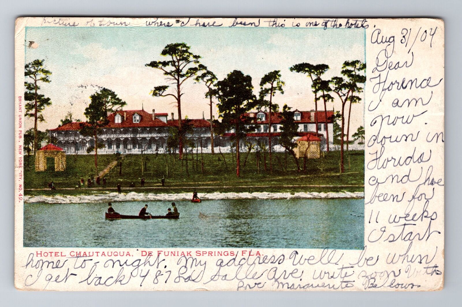 De Funiak Springs FL-Florida, Hotel Chautauqua, Antique Vintage c1904 Postcard