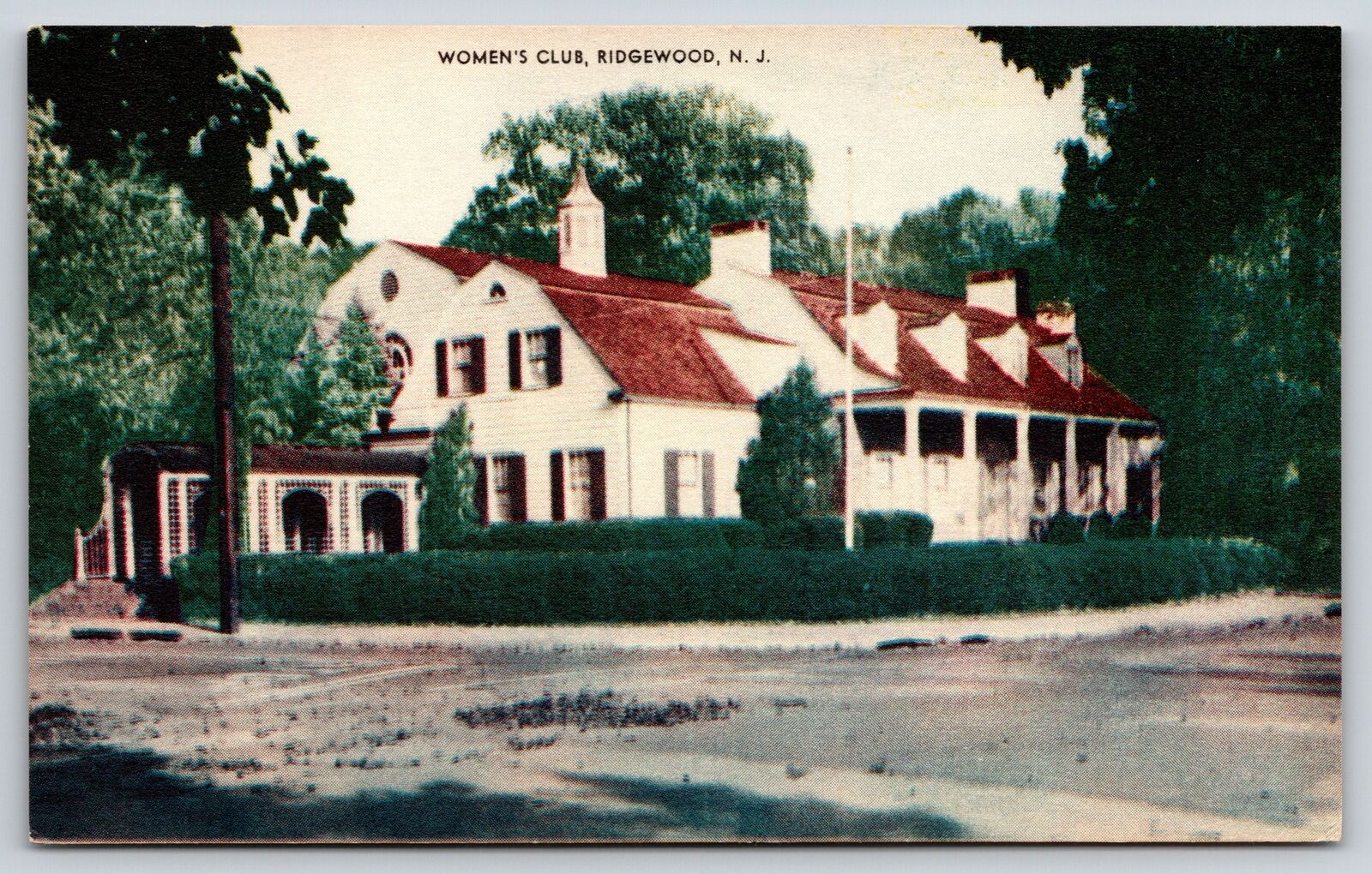 Ridgewood New Jersey~Women\'s Club On Street Corner~Vintage Postcard