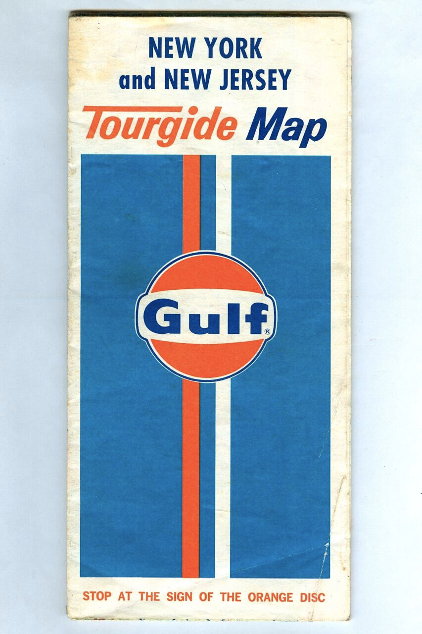 Vintage 1971 GULF OIL Gas Station NEW YORK & New Jersey TOURGIDE Road Map