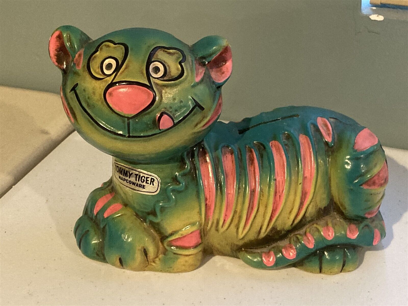 c1970s kitsch Tommy Tiger colorful bank, Napcoware