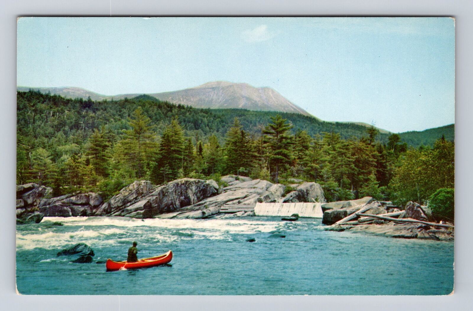 Greenville ME-Maine, Mt Katahdin, White Water Canoeing, Vintage Postcard