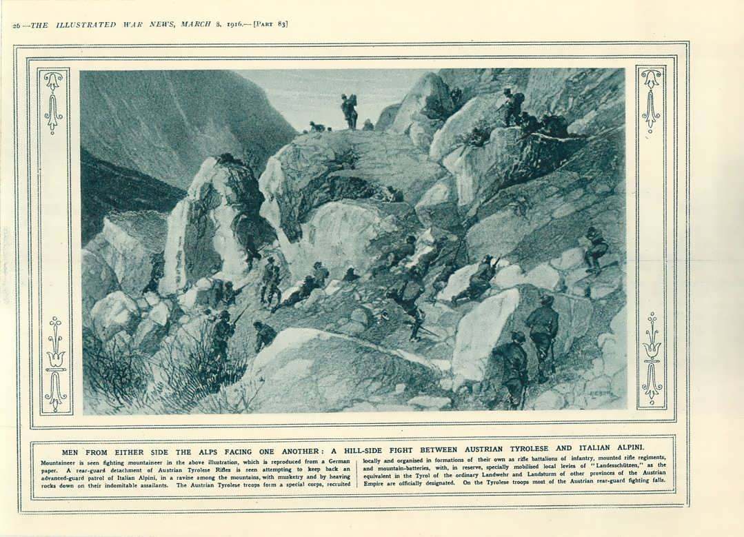 1916 Hillside Fight Austrian Tyrloi  Italian Alpini