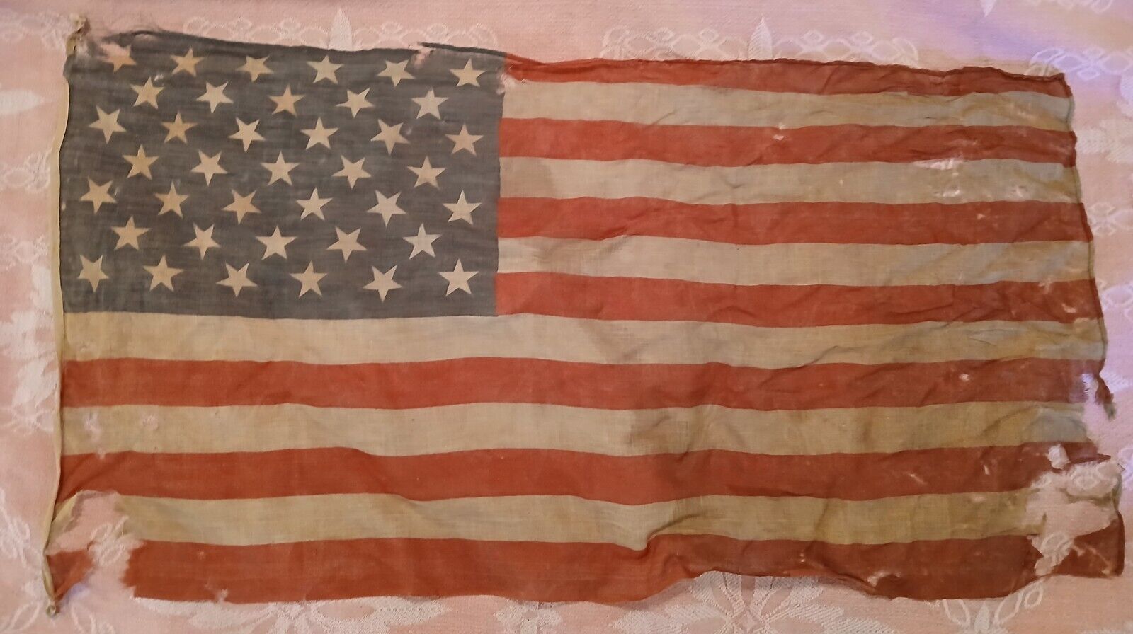 39-Star American US Antique 1889 Rare Original Flag 17\