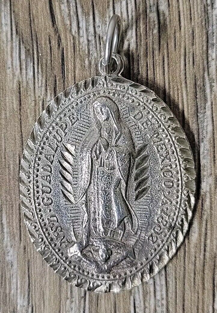 STERLING Vintage Our Lady of Guadalupe 1802 Medal Nonfecit Taliter Omninationi