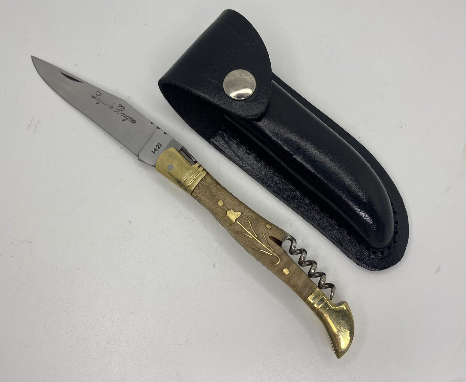 Vintage Laguiole Pocket Knife Blade Steel Wood Handle Men's Corkscrew Rare Old