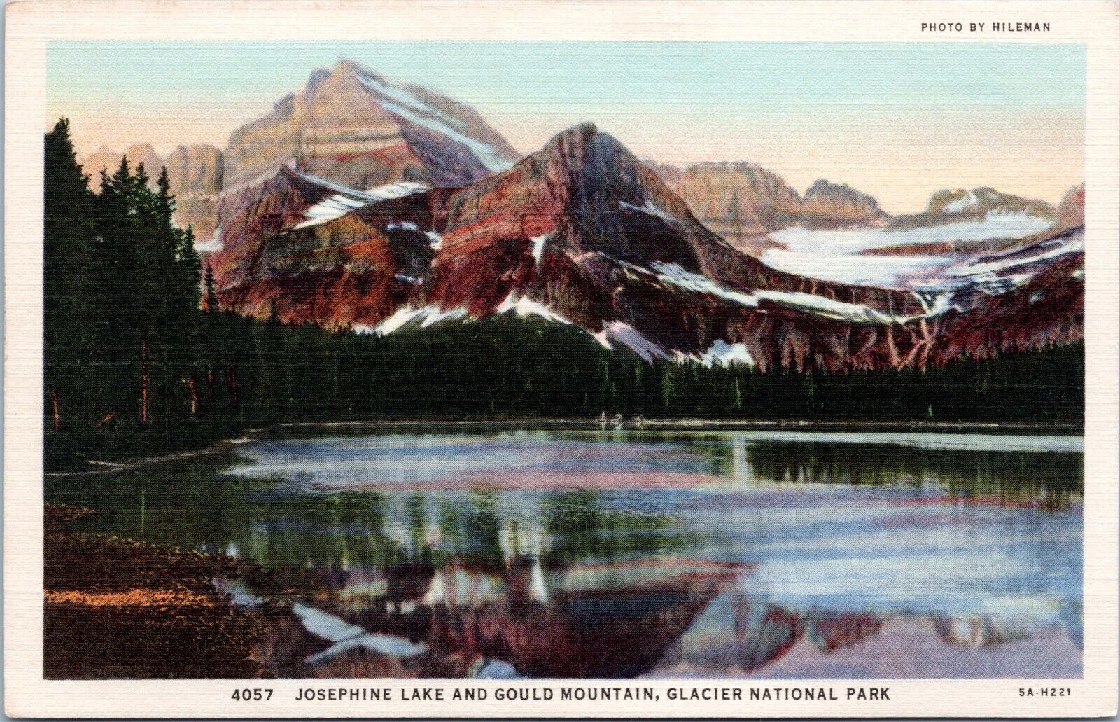 St Mary Lake from Going to Sun Chalets, Glacier NP Montana - 1935 Linen Postcard