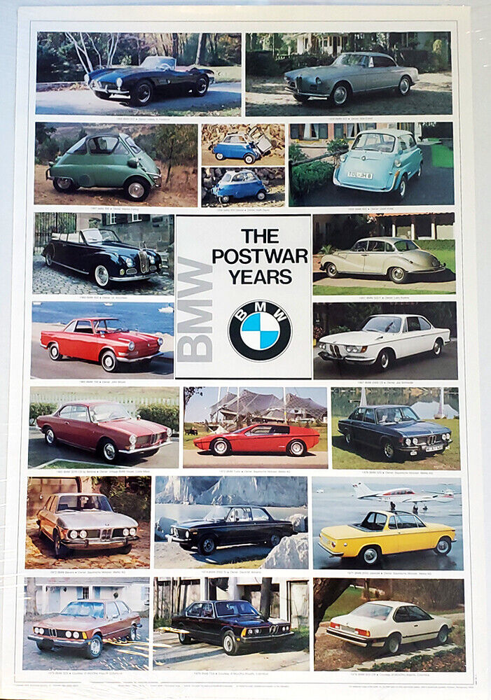 BMW POSTWAR CLASSICS Vintage Automobiles Original 1970s 25x38 Wall POSTER