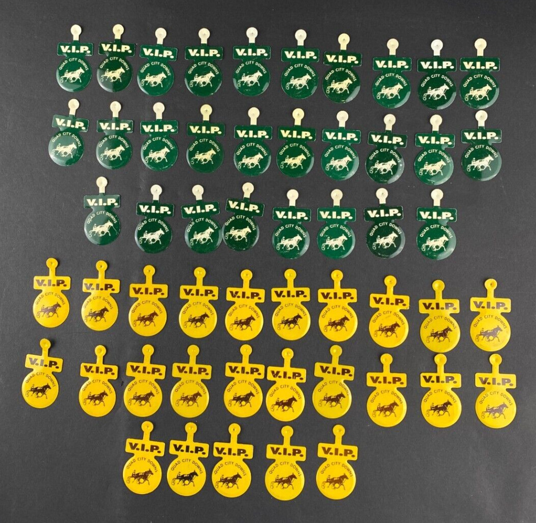 Vintage Quad City Downs East Moline IL Horse Racing Metal Button Pin Lot of 53