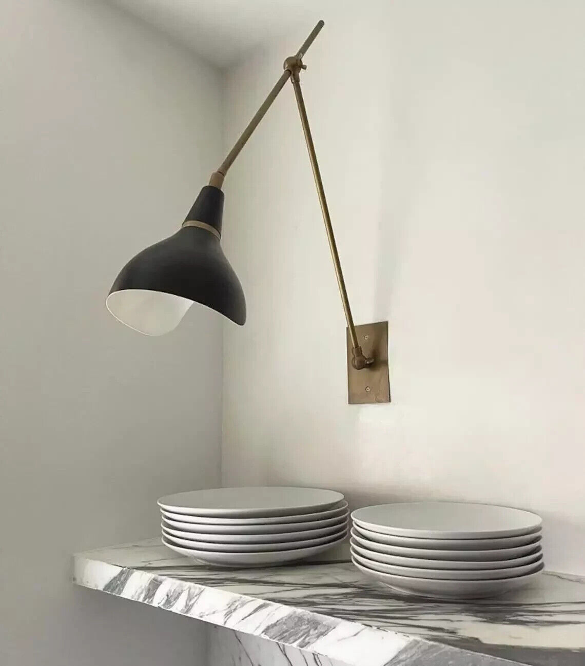 Single 1  Light Articulated Sconce Mid Century Modern Stilnovo Brass Wall Lamp