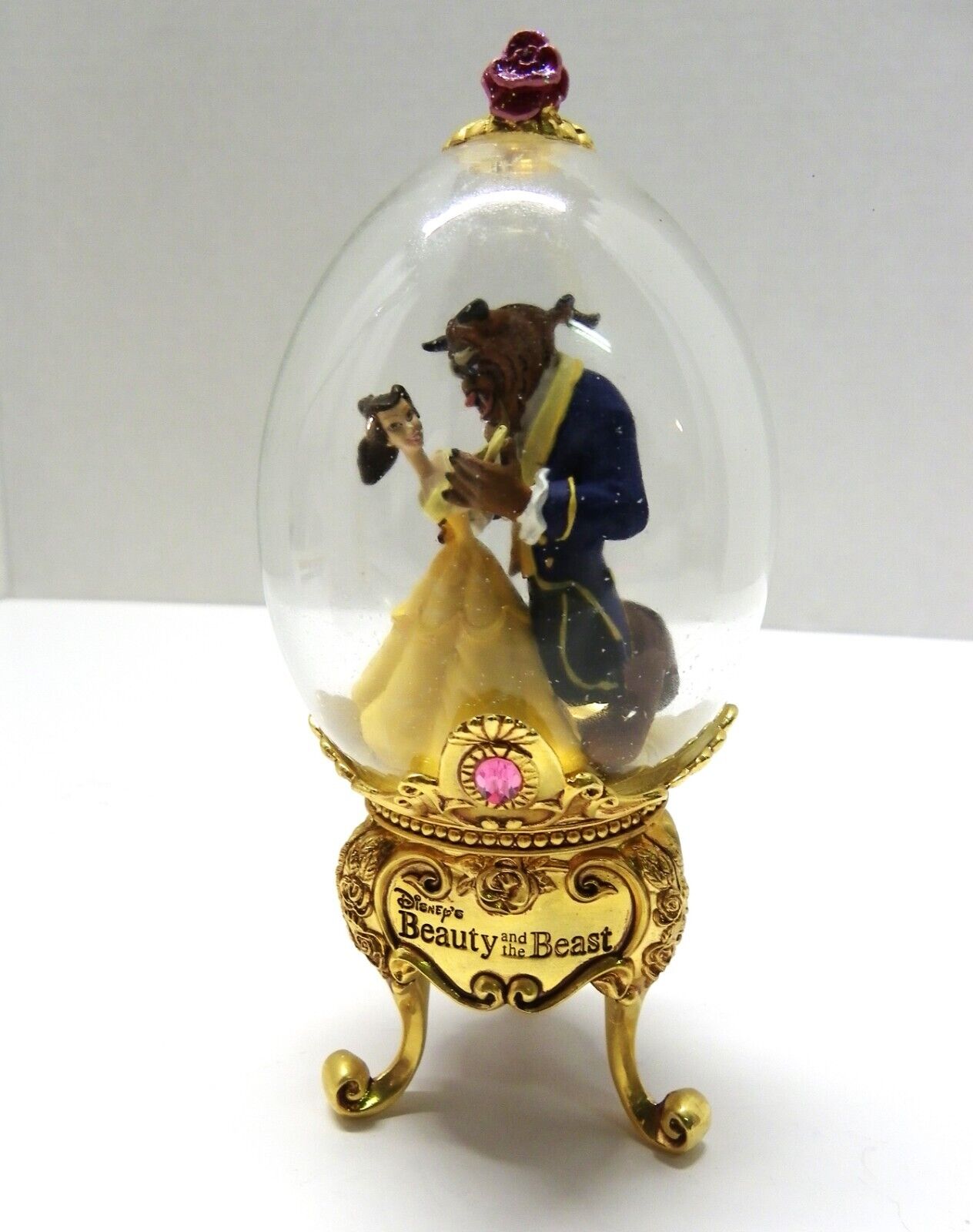 Franklin Mint Disney Beauty & the Beast  Footed Glass Dome Egg 